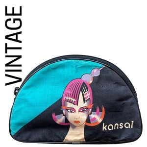 VINTAGE COSMETIC BAG 70s KANSAI Small Clutch Travel Black David Bowie designer